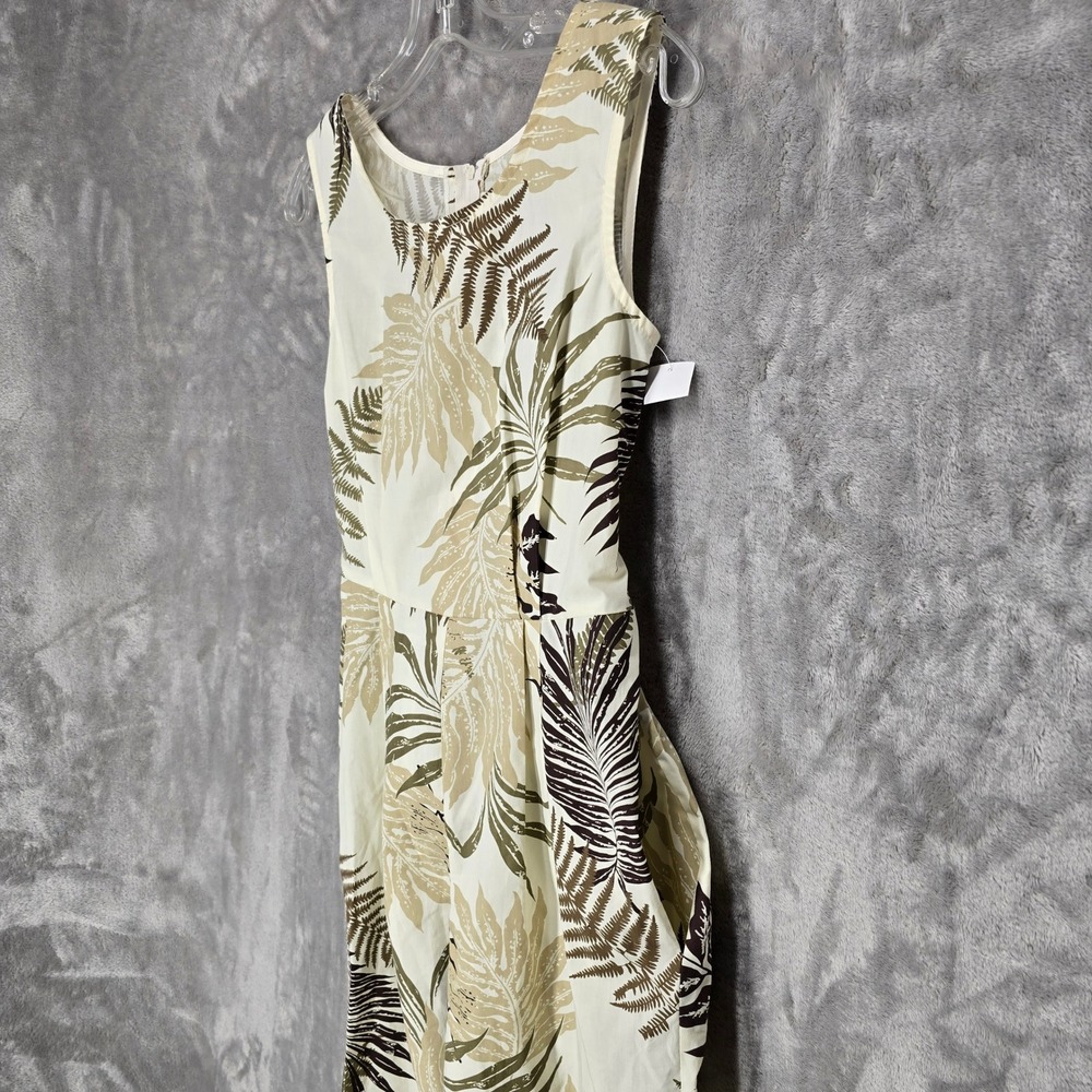 Lee's Fashion Jumpsuit Womens XS Cream Green Tropical Fern Hawaii Pockets Romper - Picture 10 of 14